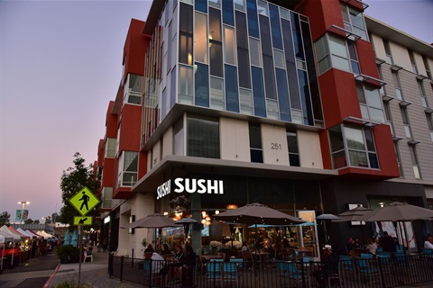 Picture of San Marcos Businesses at sunset
