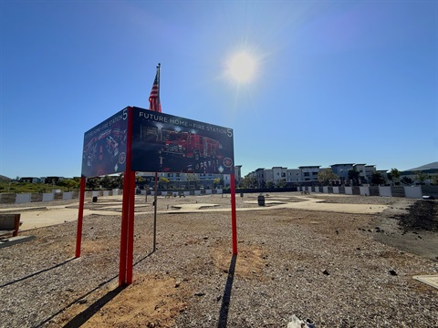 Fire Station 5 sign in construction.