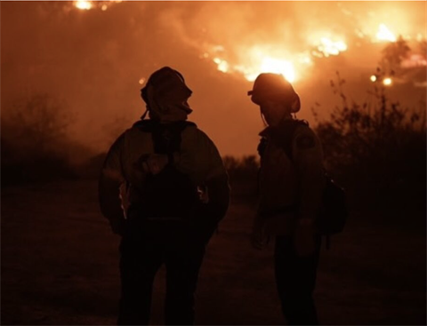 Firefighters in dark